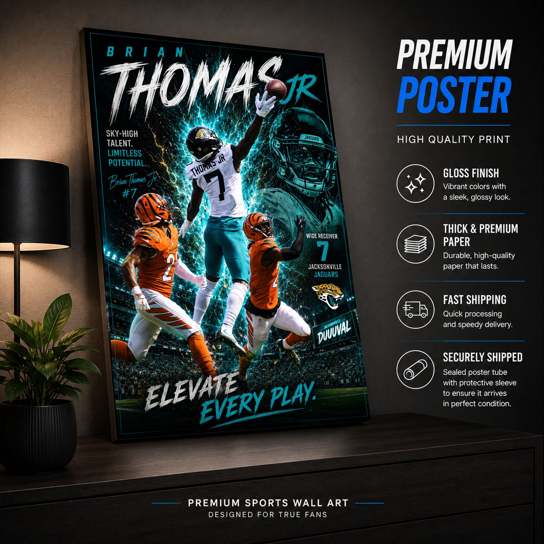 Brian Thomas Jr Jaguars Fan Poster or Canvas Wall Art