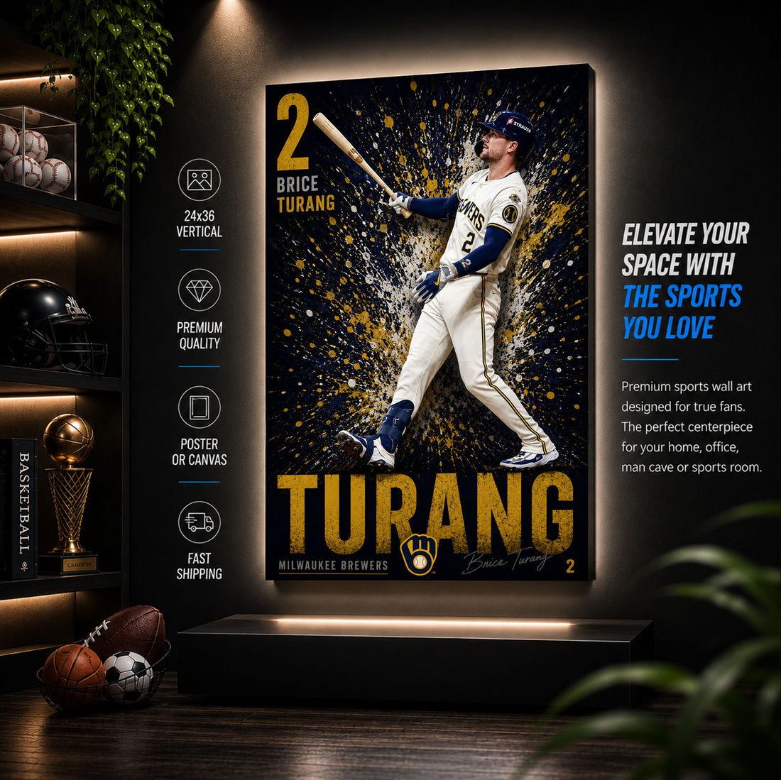 Brice Turang Brewers Poster or Canvas Wall Art