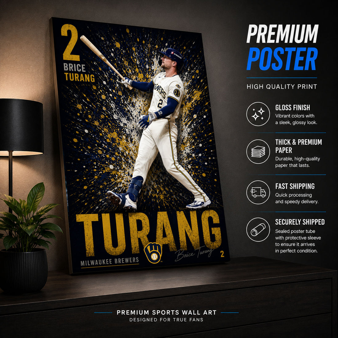 Brice Turang Brewers Poster or Canvas Wall Art