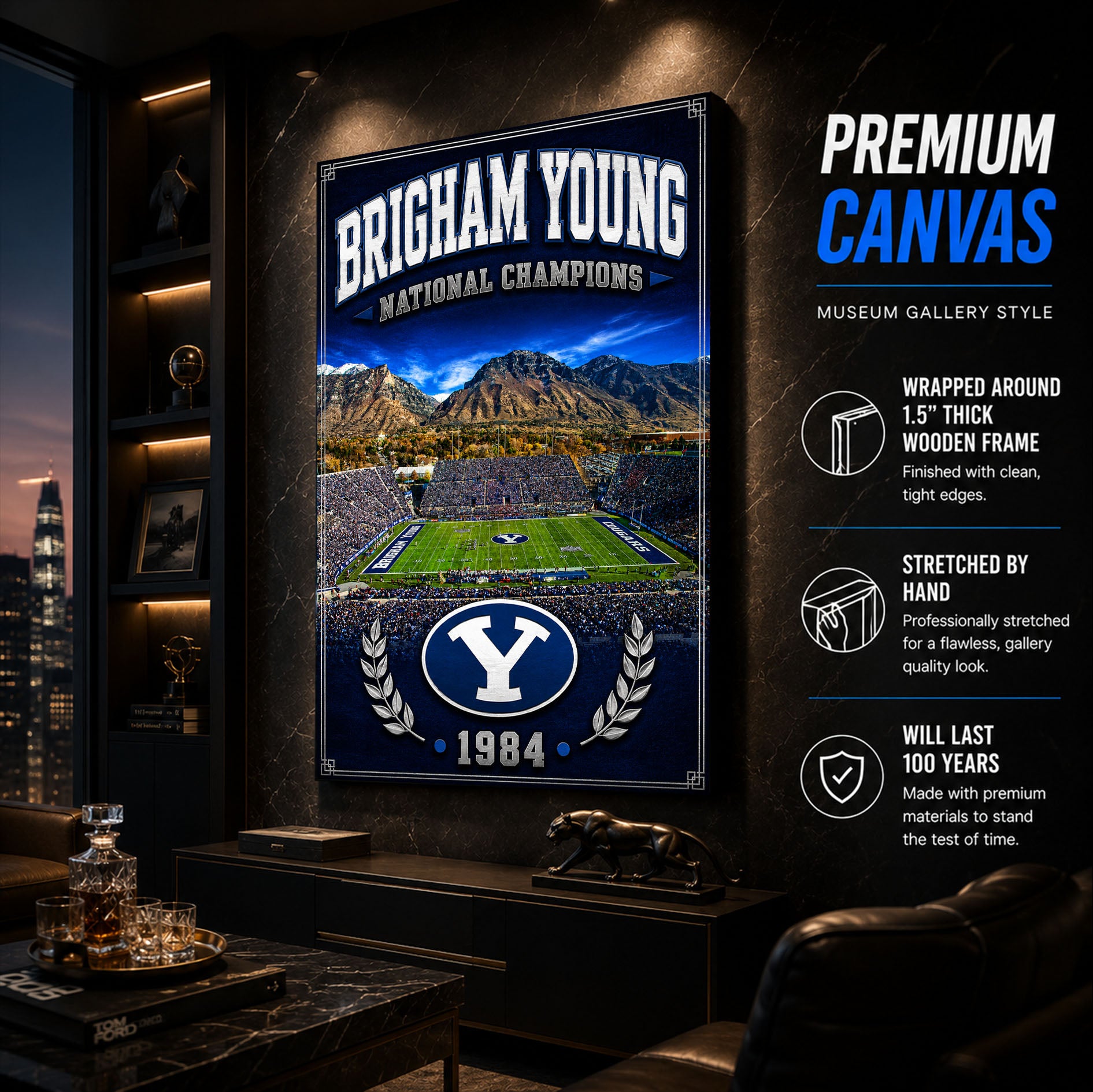 Brigham Young Football Stadium Fan Poster or Canvas Wall Art