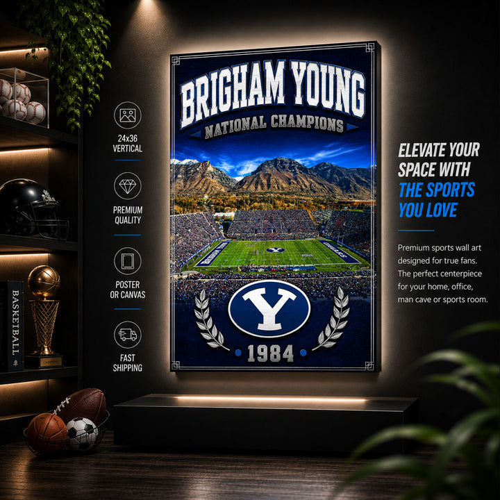 Brigham Young Football Stadium Fan Poster or Canvas Wall Art