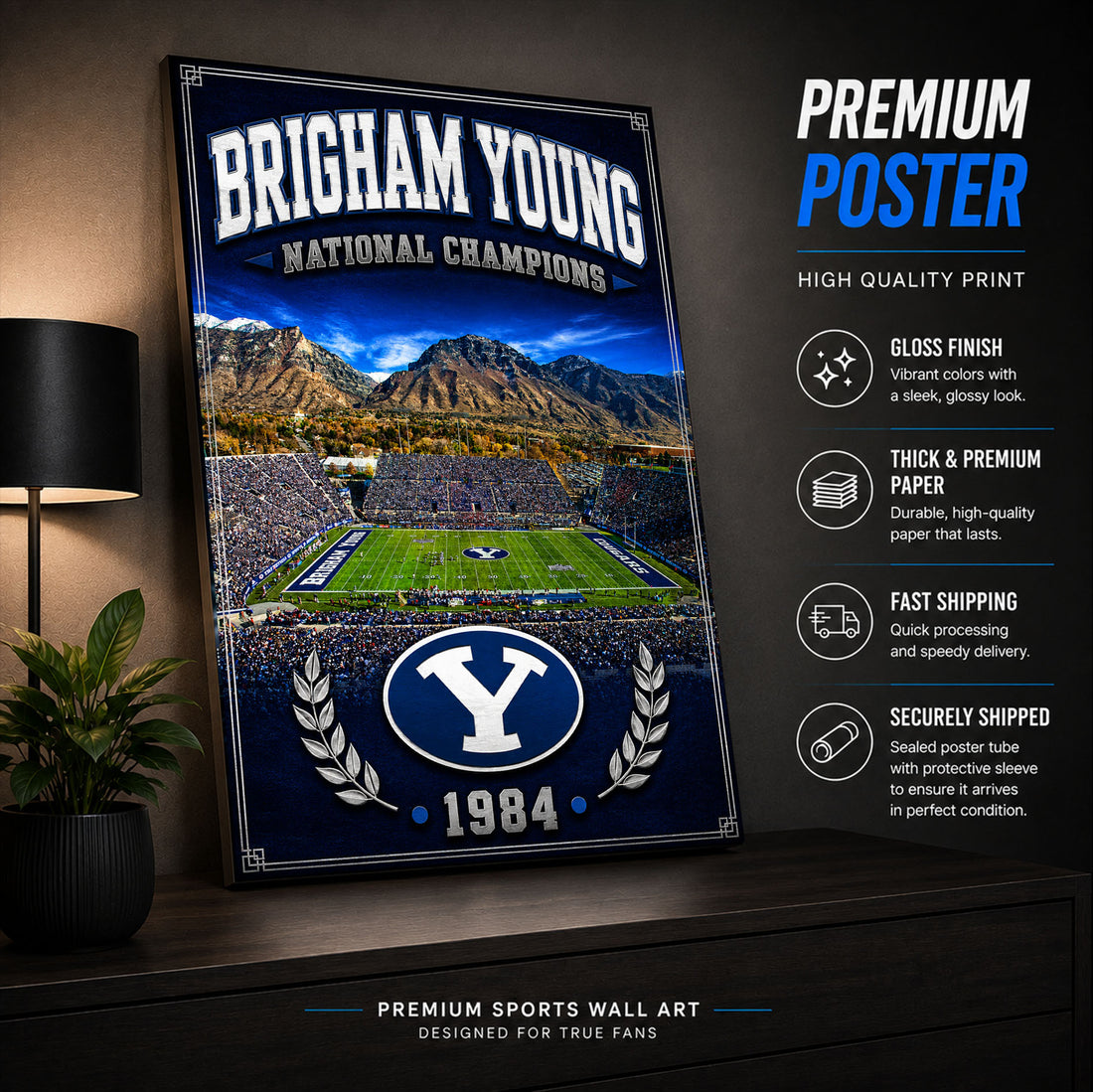 Brigham Young Football Stadium Fan Poster or Canvas Wall Art