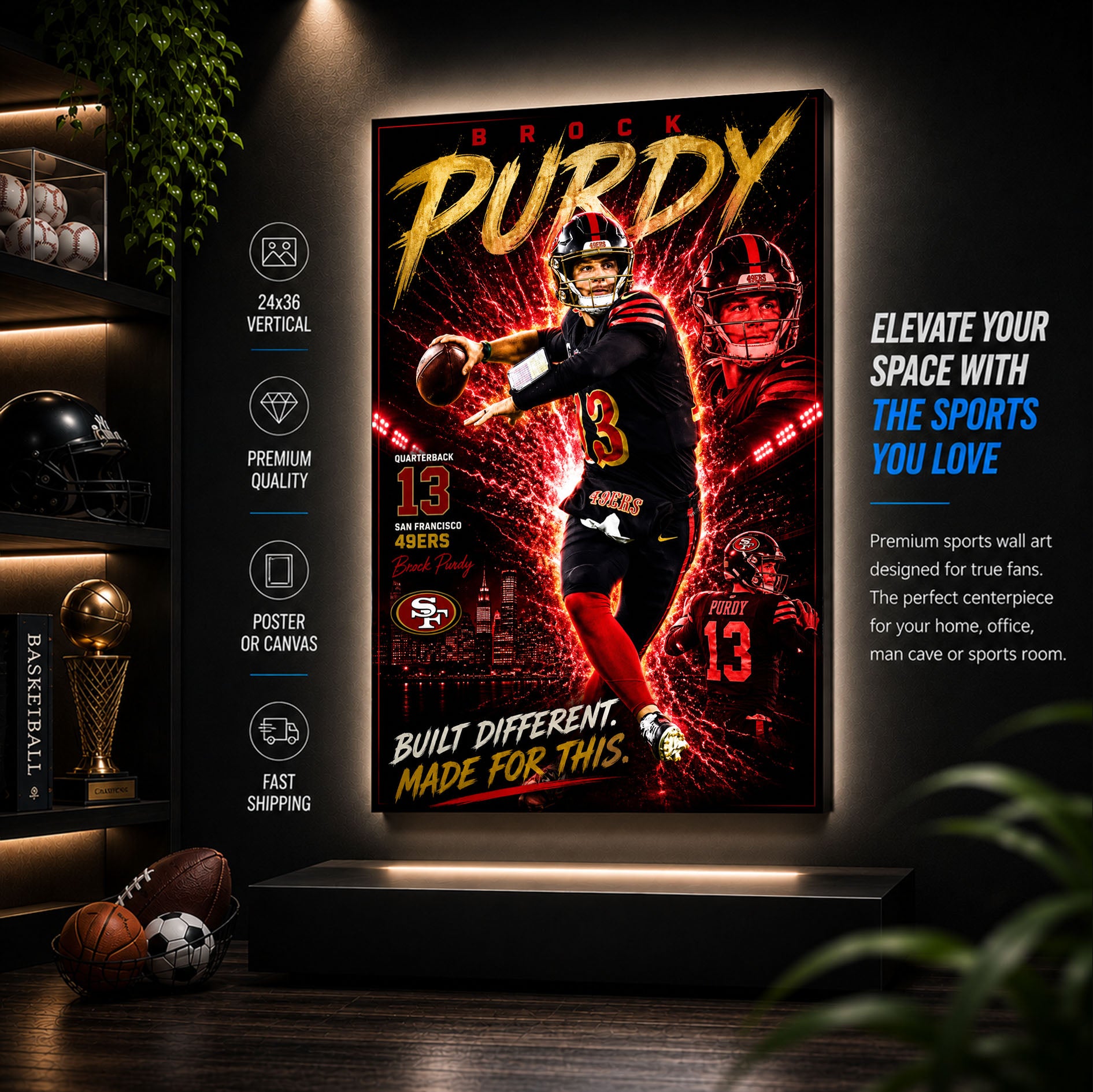Brock Purdy 49ers Fan Poster or Canvas Wall Art