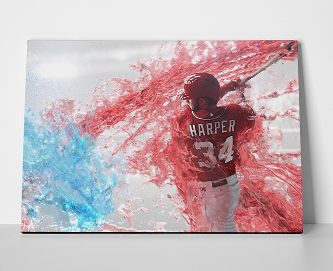 Bryce Harper Splash Poster or Wrapped Canvas - Player Season