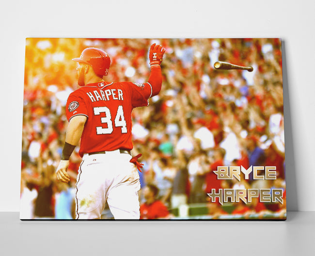 Bryce Harper Bat Flip Poster or Wrapped Canvas - Player Season