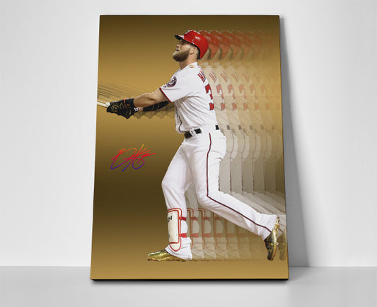Bryce Harper Gold Poster or Wrapped Canvas - Player Season
