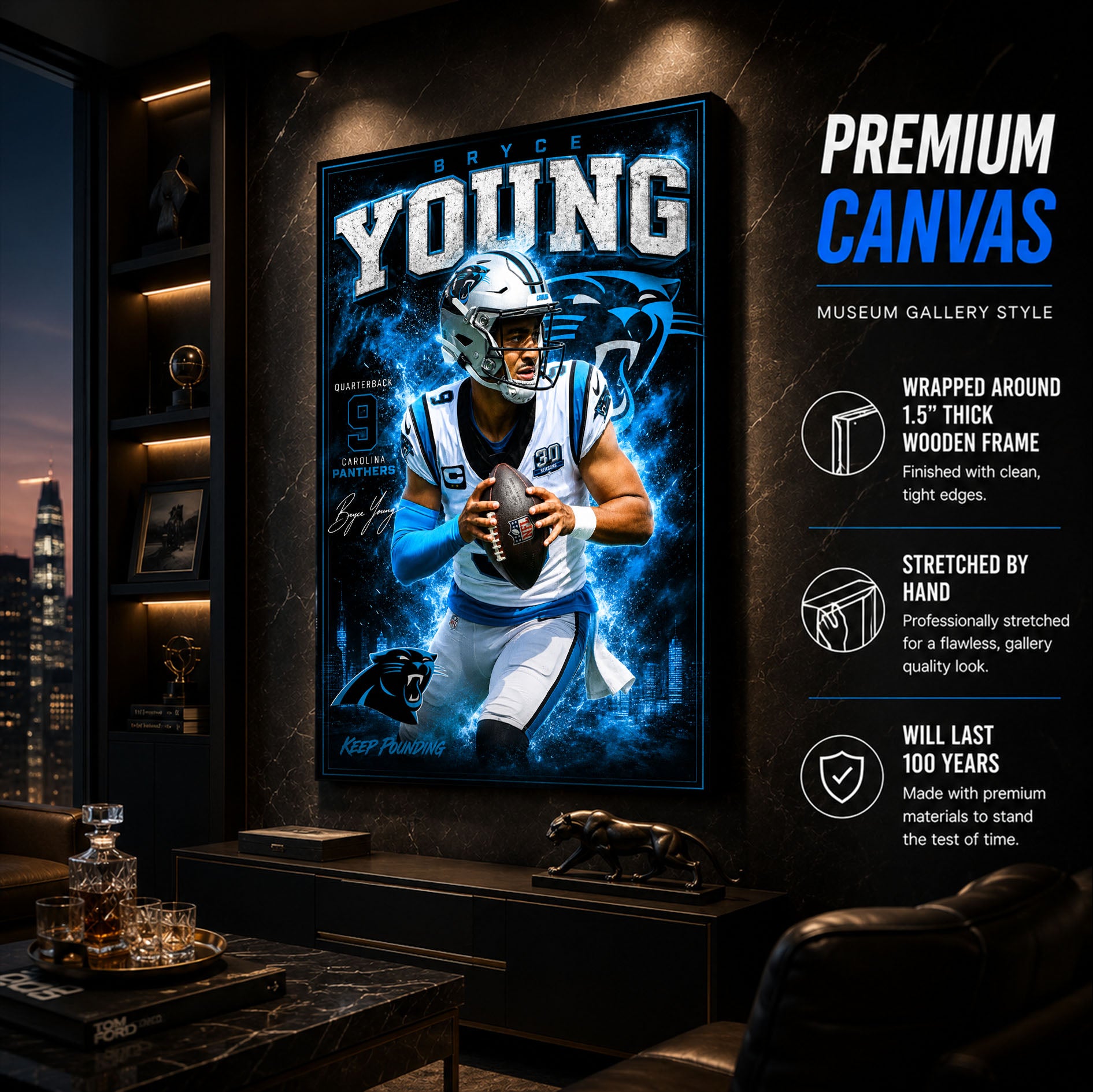 Bryce Young Panthers Fan Poster or Canvas Wall Art