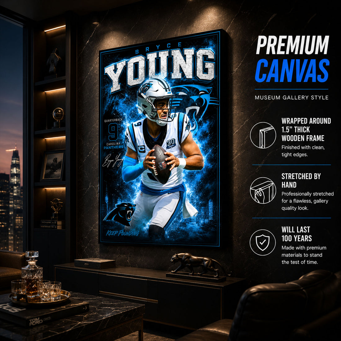 Bryce Young Panthers Fan Poster or Canvas Wall Art