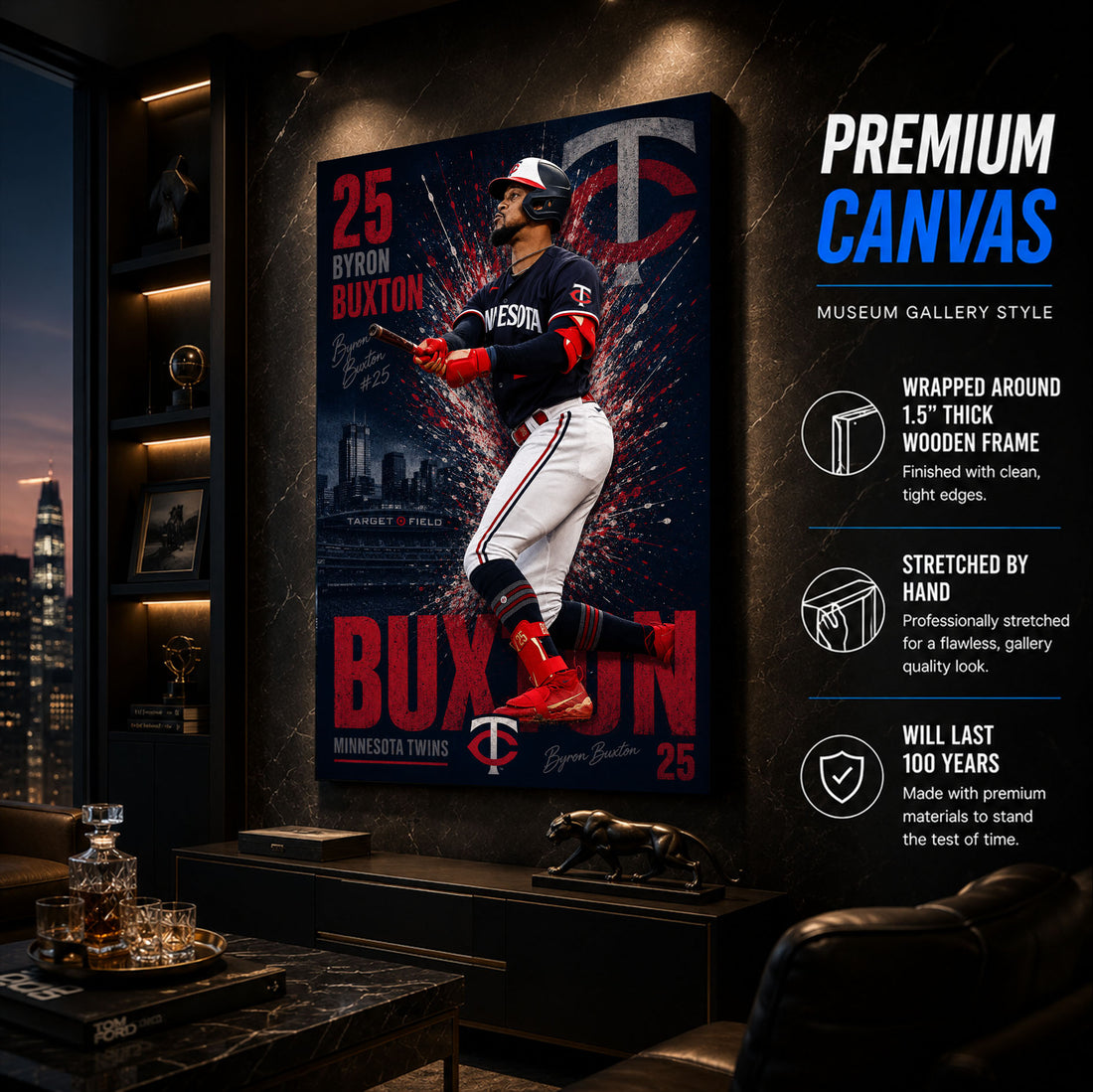 Byron Buxton Twins Poster or Canvas Wall Art