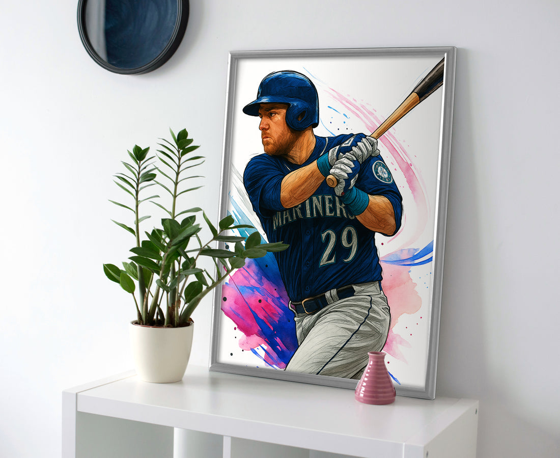 cal raleigh poster canvas mariners baseball wall art painting