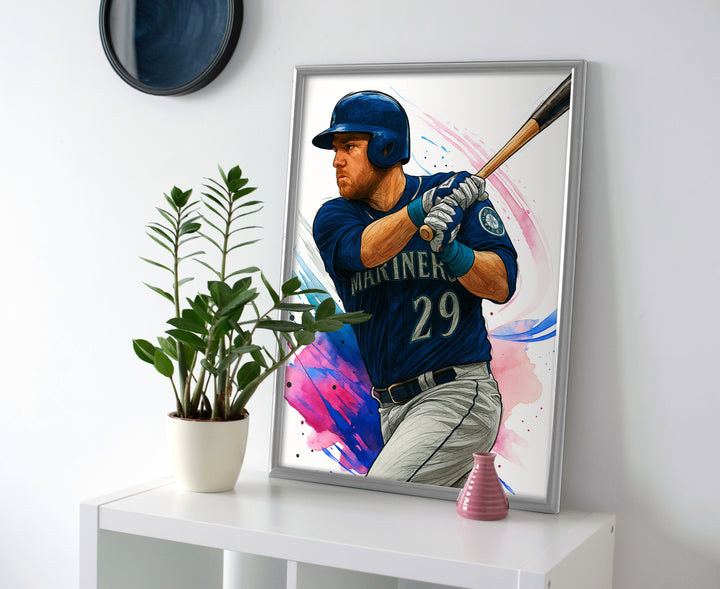 cal raleigh poster canvas mariners baseball wall art painting
