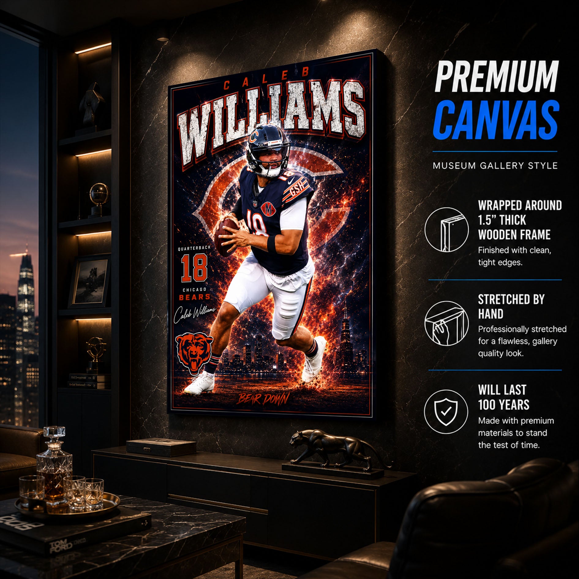 Caleb Williams Bears Fan Poster or Canvas Wall Art
