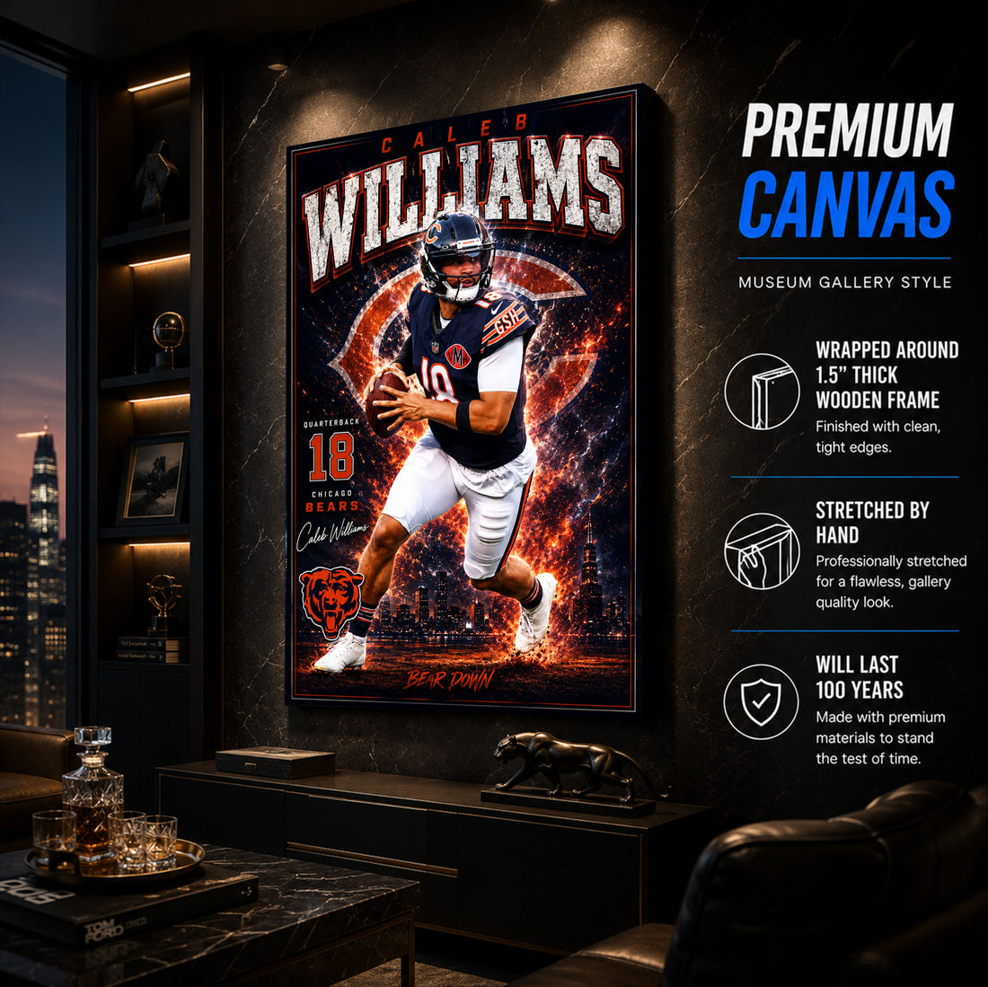 Caleb Williams Bears Fan Poster or Canvas Wall Art