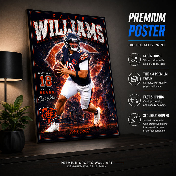 Caleb Williams Bears Fan Poster or Canvas Wall Art