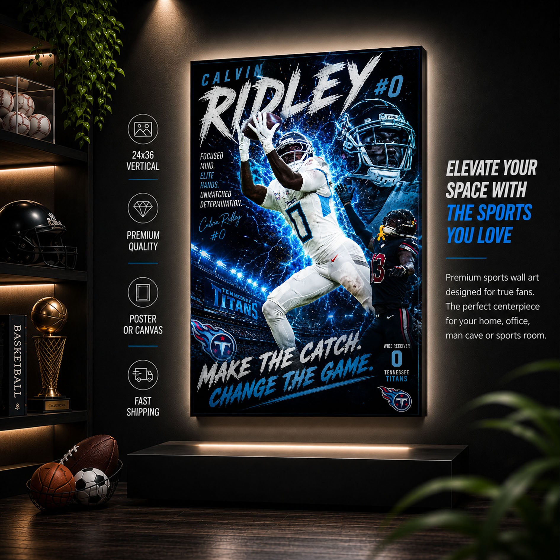 Calvin Ridley Titans Fan Poster or Canvas Wall Art
