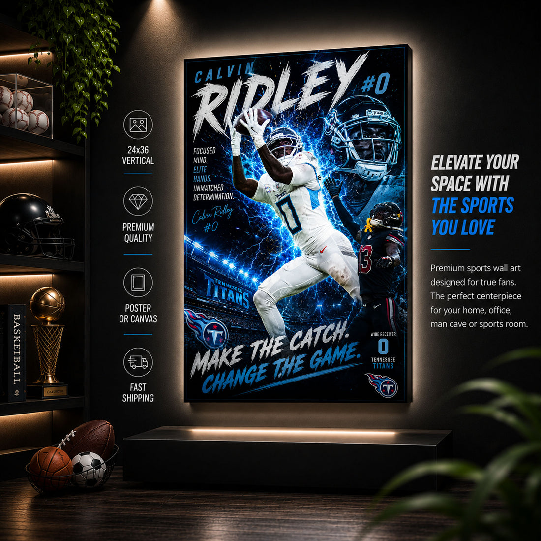 Calvin Ridley Titans Fan Poster or Canvas Wall Art