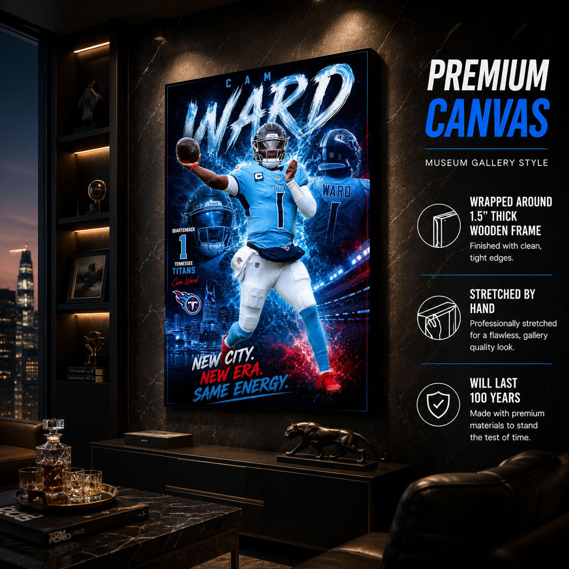 Cam Ward Titans Fan Poster or Canvas Wall Art