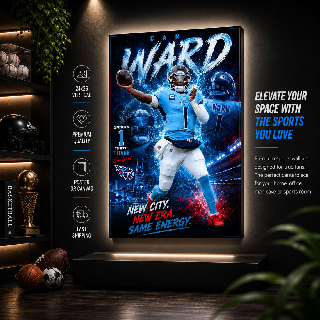 Cam Ward Titans Fan Poster or Canvas Wall Art