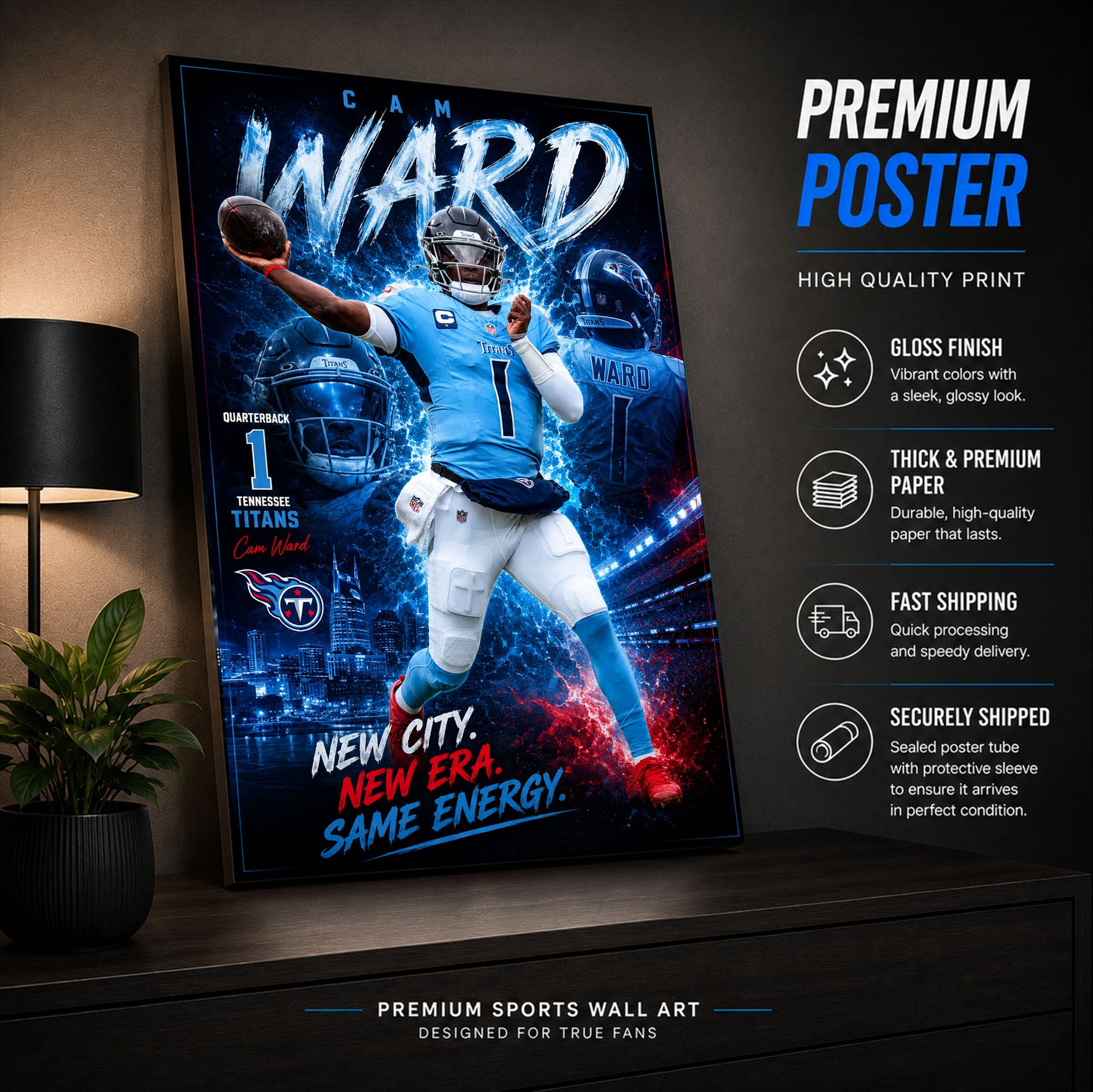 Cam Ward Titans Fan Poster or Canvas Wall Art
