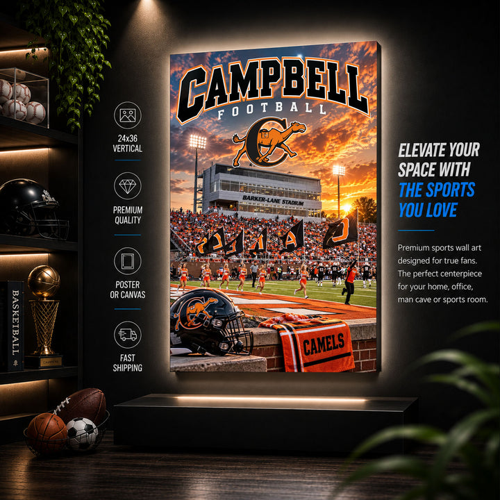 Campbell Football Stadium Poster or Canvas Wall Art