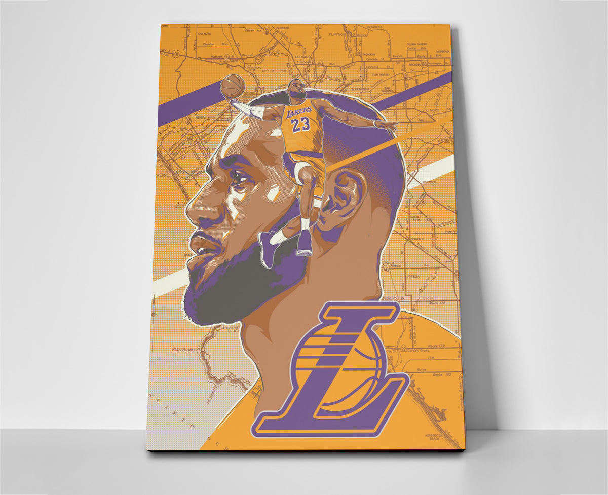 Lebron James Lakers Map Poster or Wrapped Canvas - Player Season