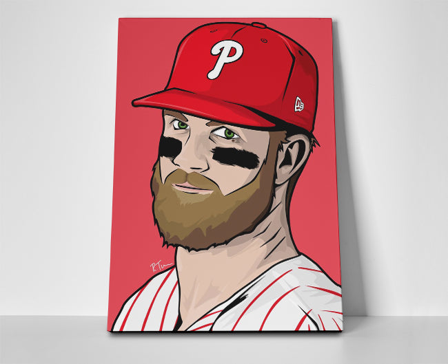 Bryce Harper Phillies Cartoon Poster or Wrapped Canvas - Player Season