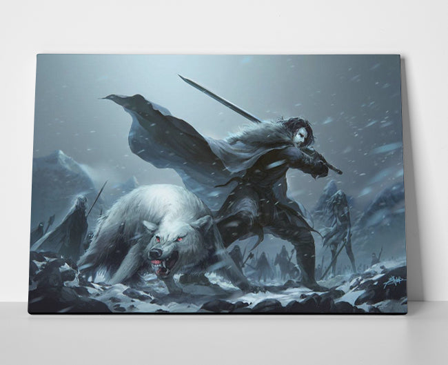Jon Snow Wolf Poster or Wrapped Canvas - Player Season