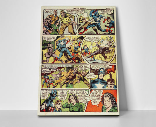 Captain America Comic Poster or Wrapped Canvas