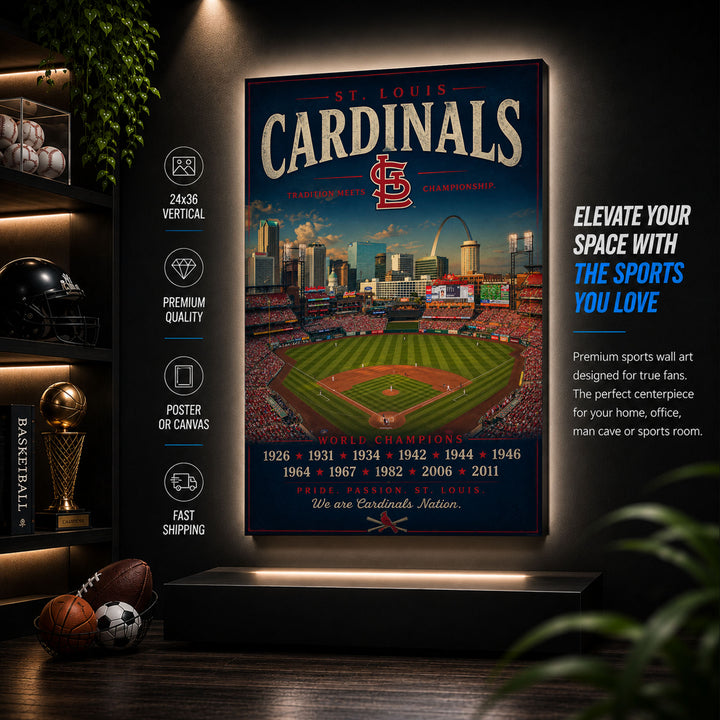 St Louis Cardinals Stadium Fan Poster or Canvas Wall Art