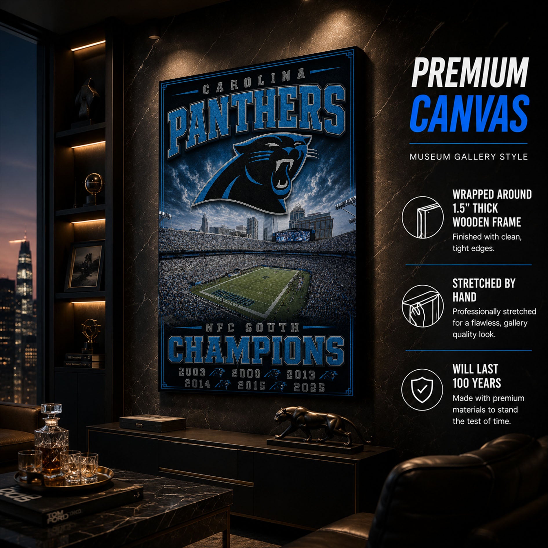 Carolina Panthers Stadium Fan Poster or Canvas Wall Art