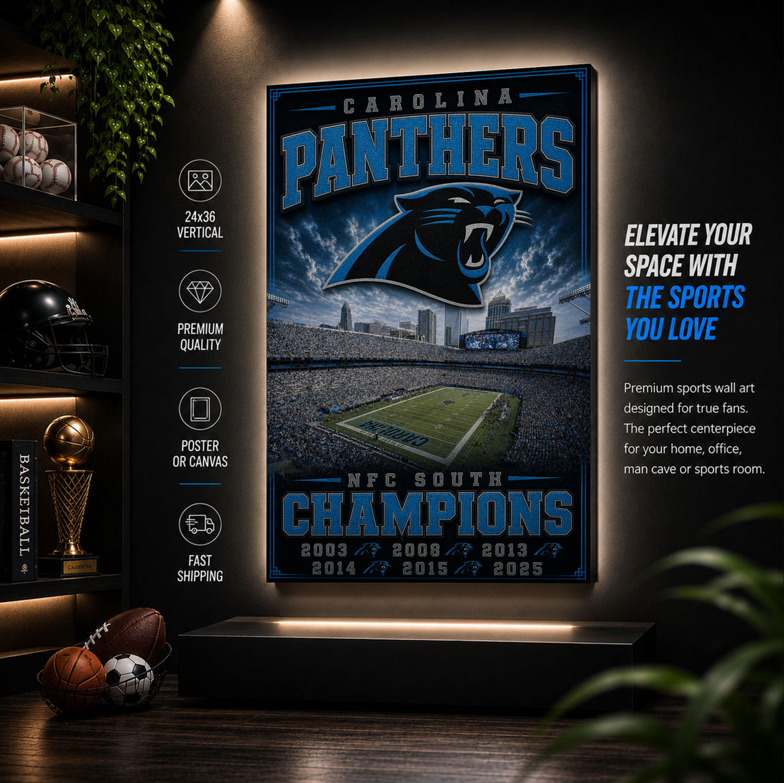 Carolina Panthers Stadium Fan Poster or Canvas Wall Art