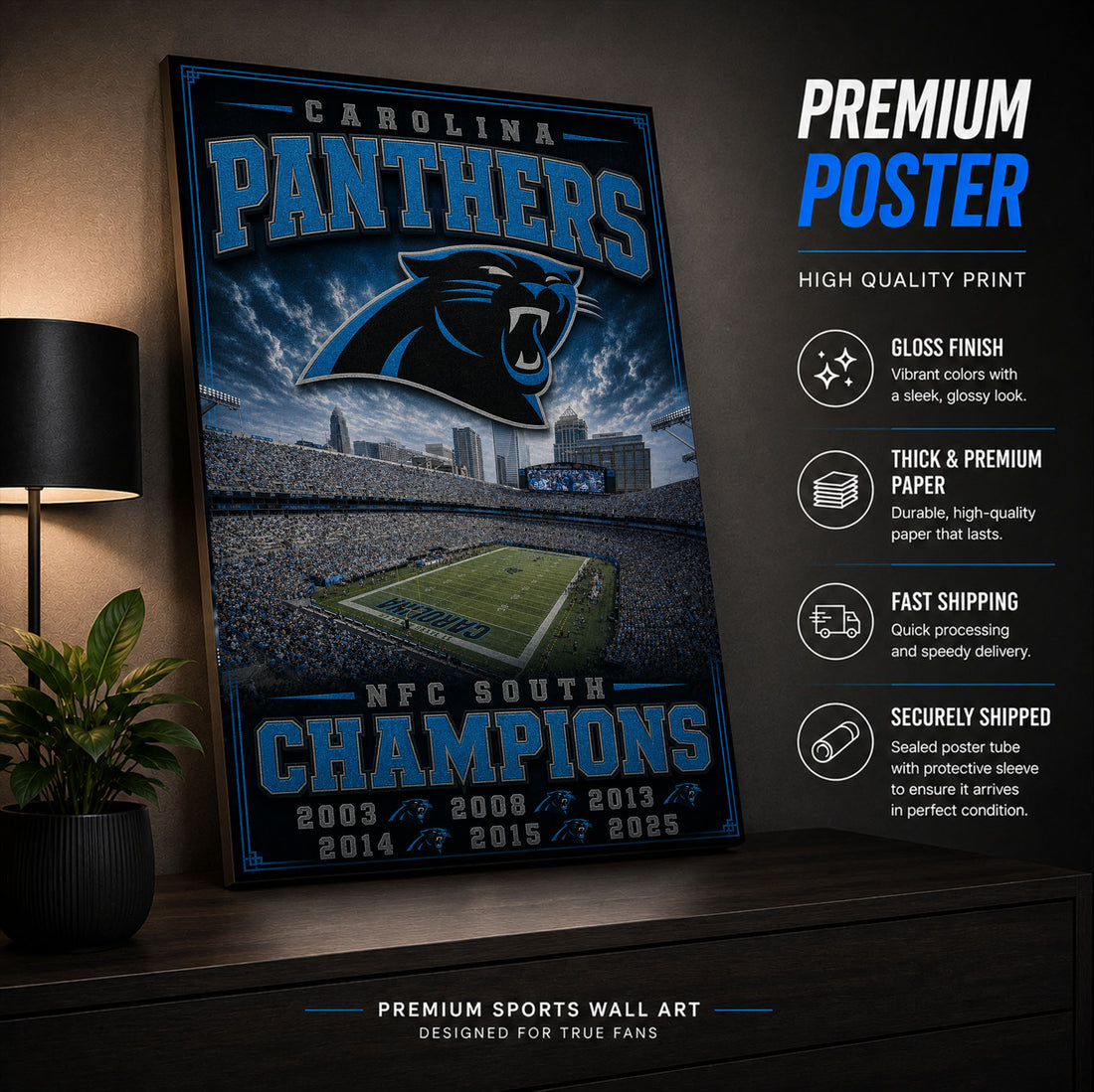 Carolina Panthers Stadium Fan Poster or Canvas Wall Art