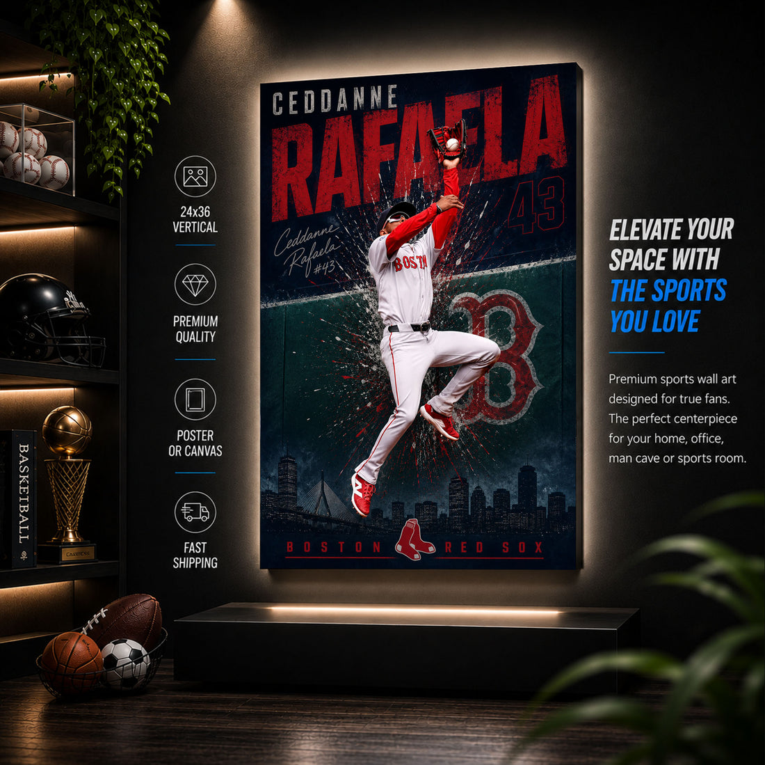 Ceddanne Rafaela Red Sox Poster or Canvas Wall Art