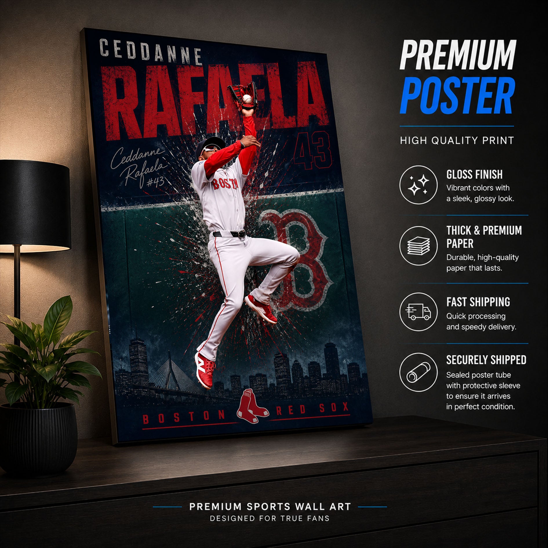 Ceddanne Rafaela Red Sox Poster or Canvas Wall Art