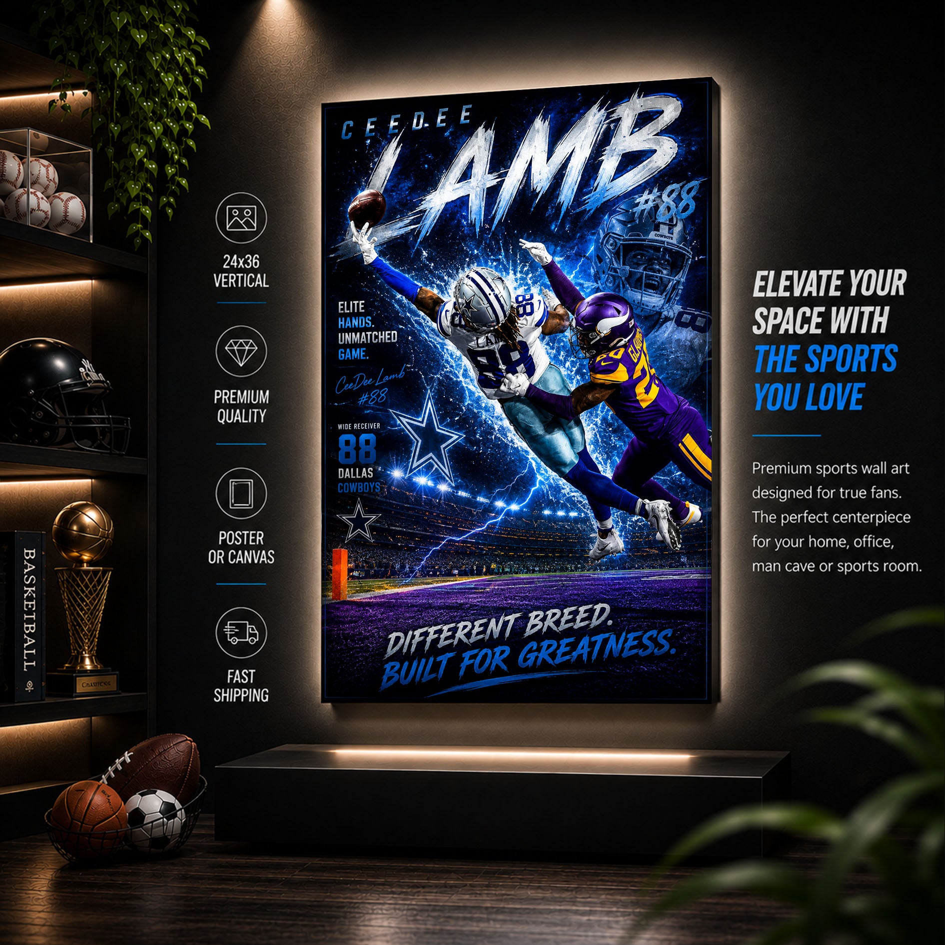 Ceedee Lamb Cowboys Fan Poster or Canvas Wall Art
