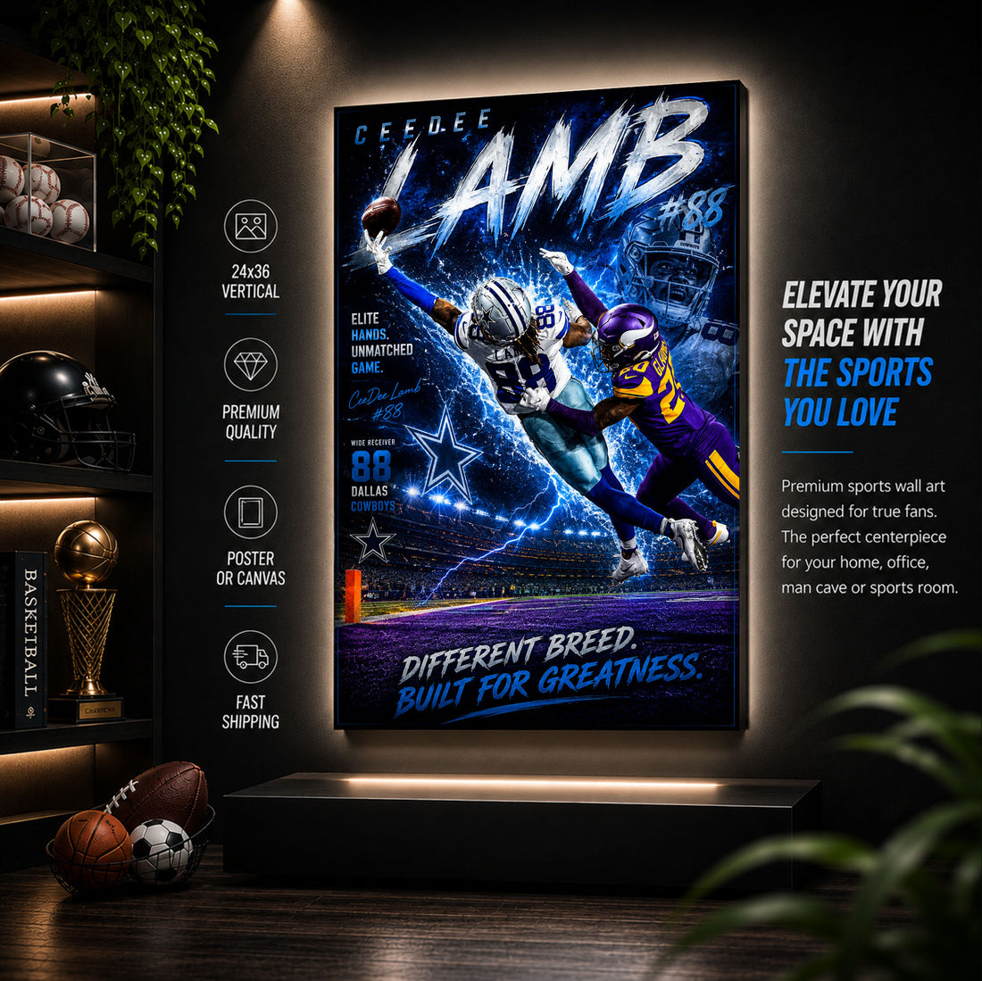 Ceedee Lamb Cowboys Fan Poster or Canvas Wall Art