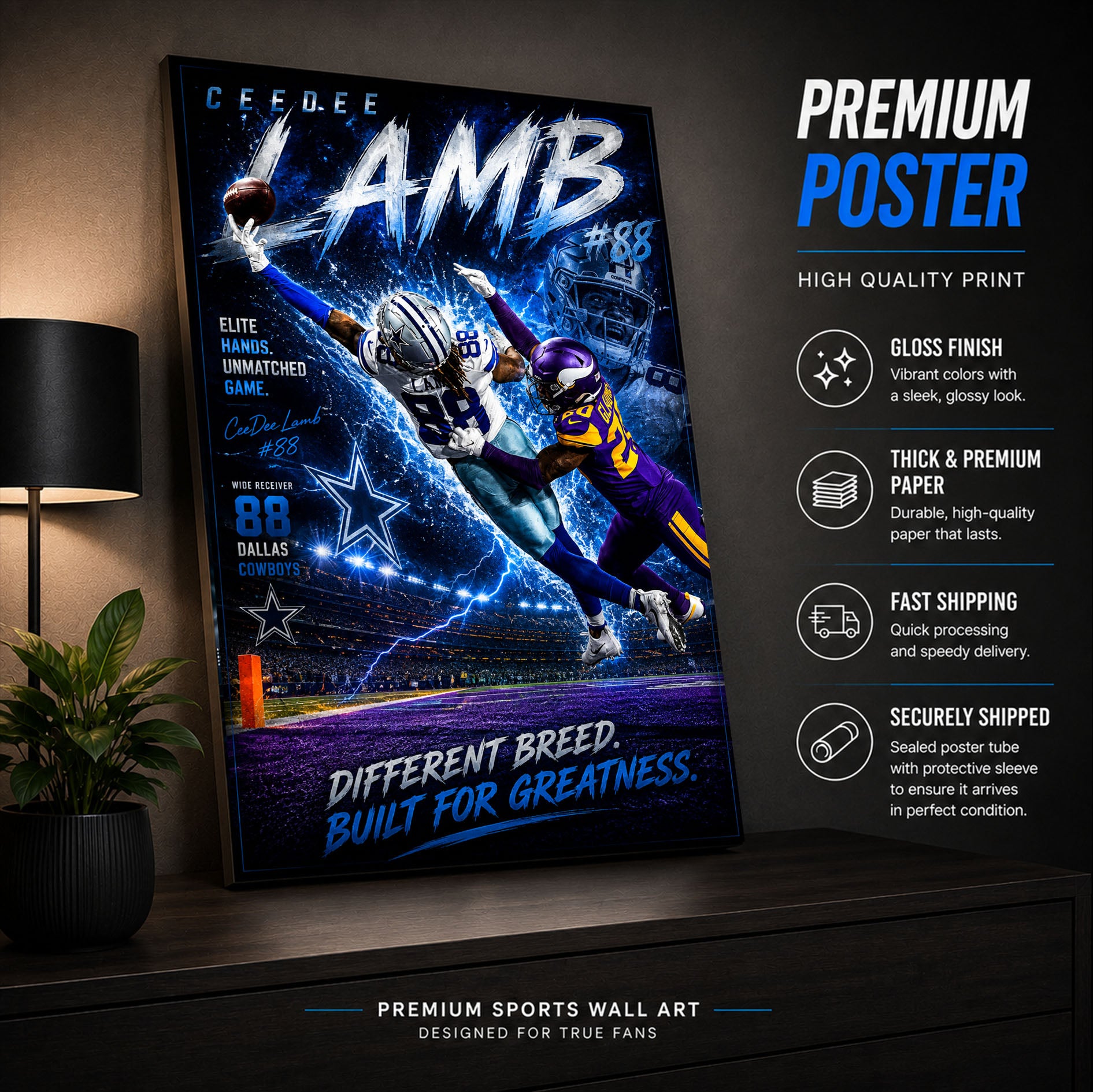Ceedee Lamb Cowboys Fan Poster or Canvas Wall Art