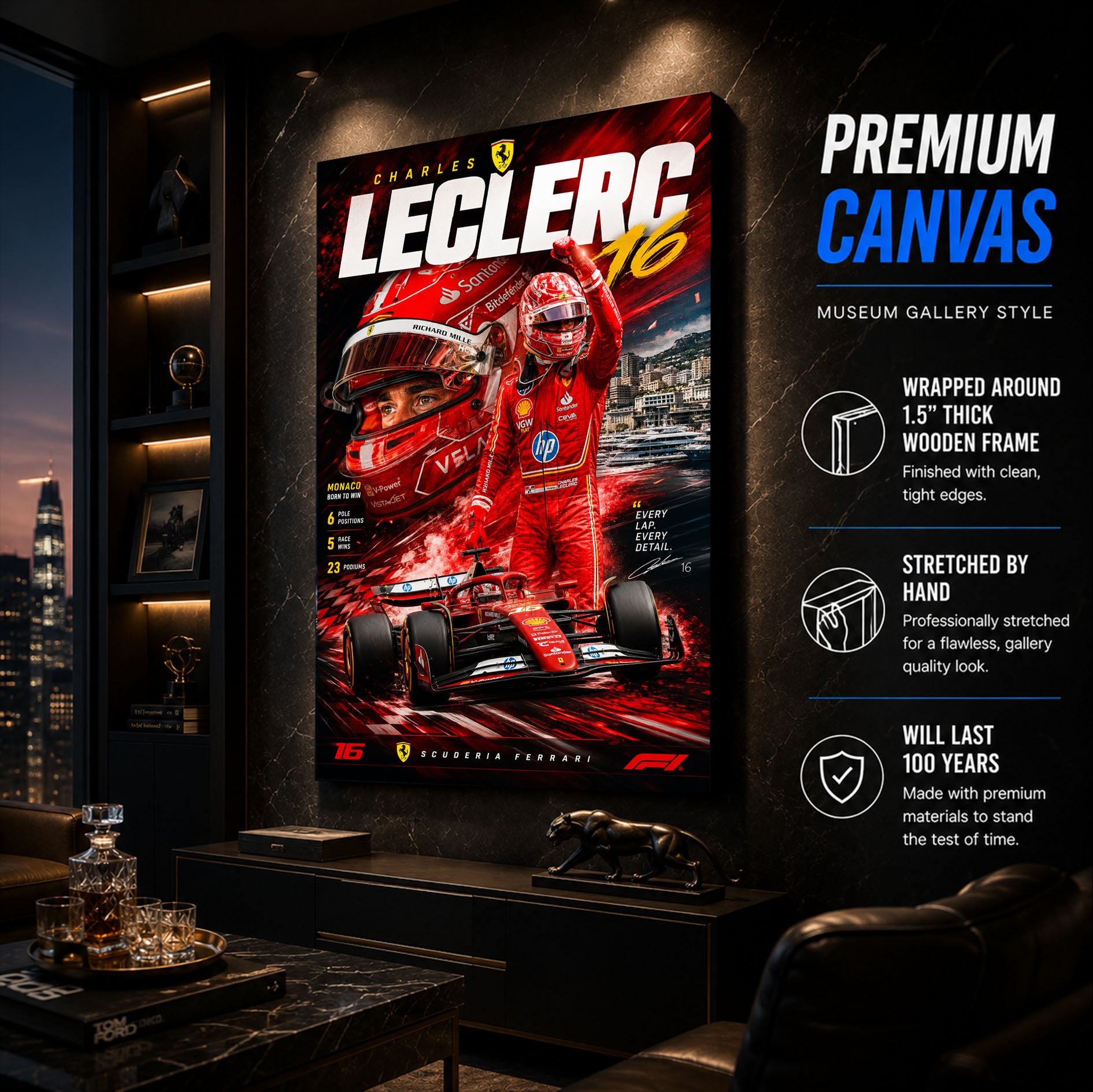 Charles Leclerc Poster & Canvas – Formula 1 Racing Motorsport F1 Wall Art