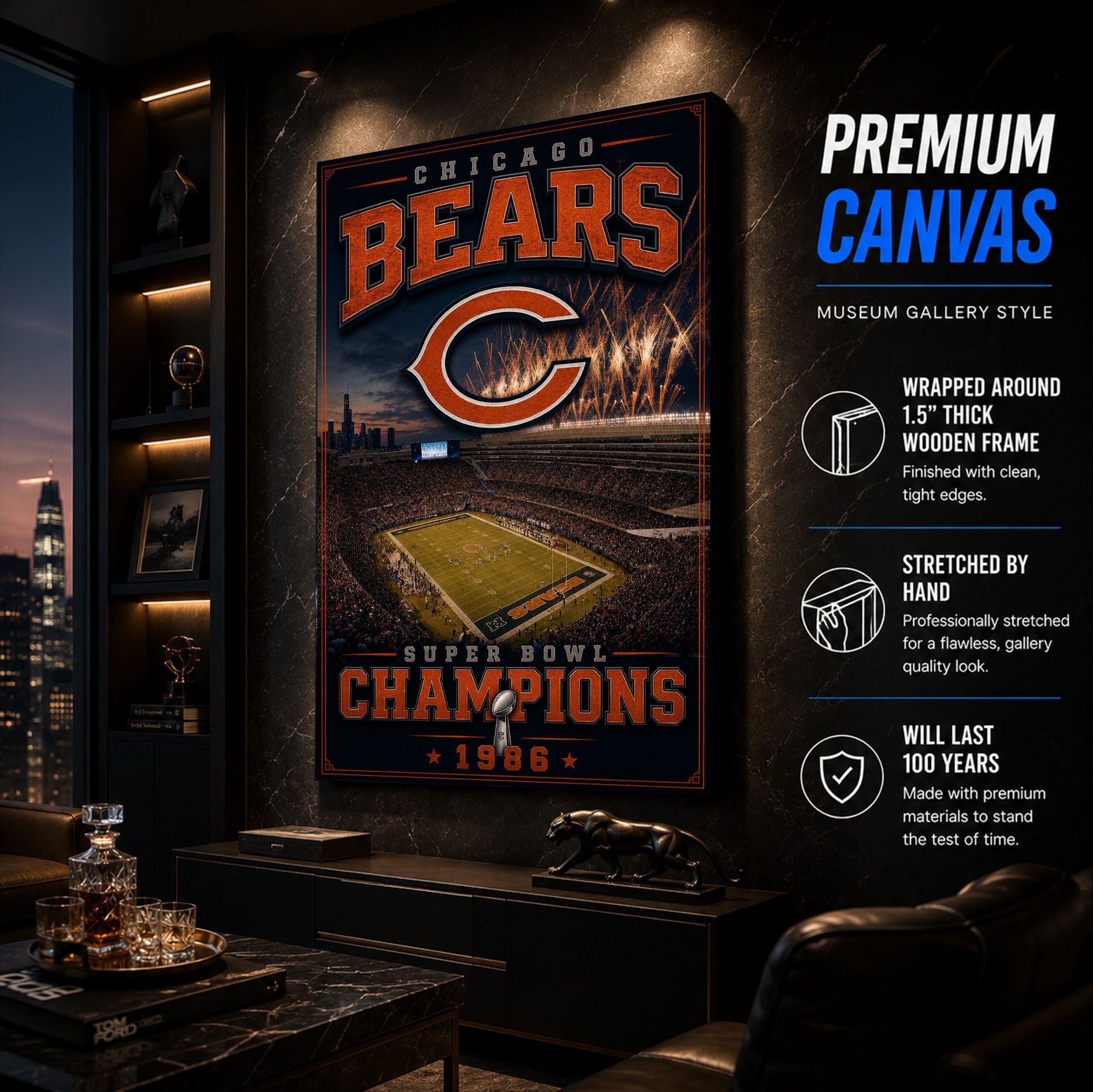 Chicago Bears Stadium Fan Poster or Canvas Wall Art