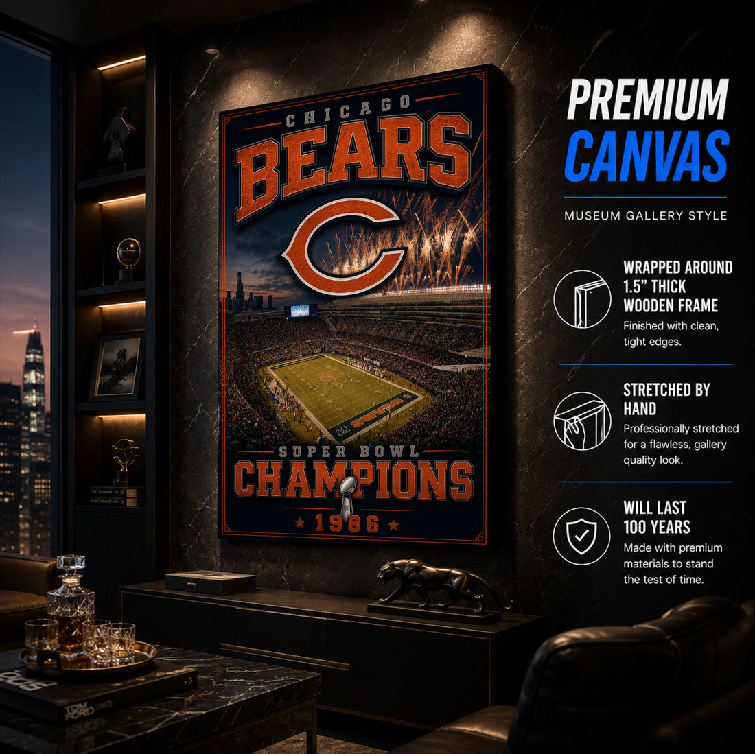 Chicago Bears Stadium Fan Poster or Canvas Wall Art