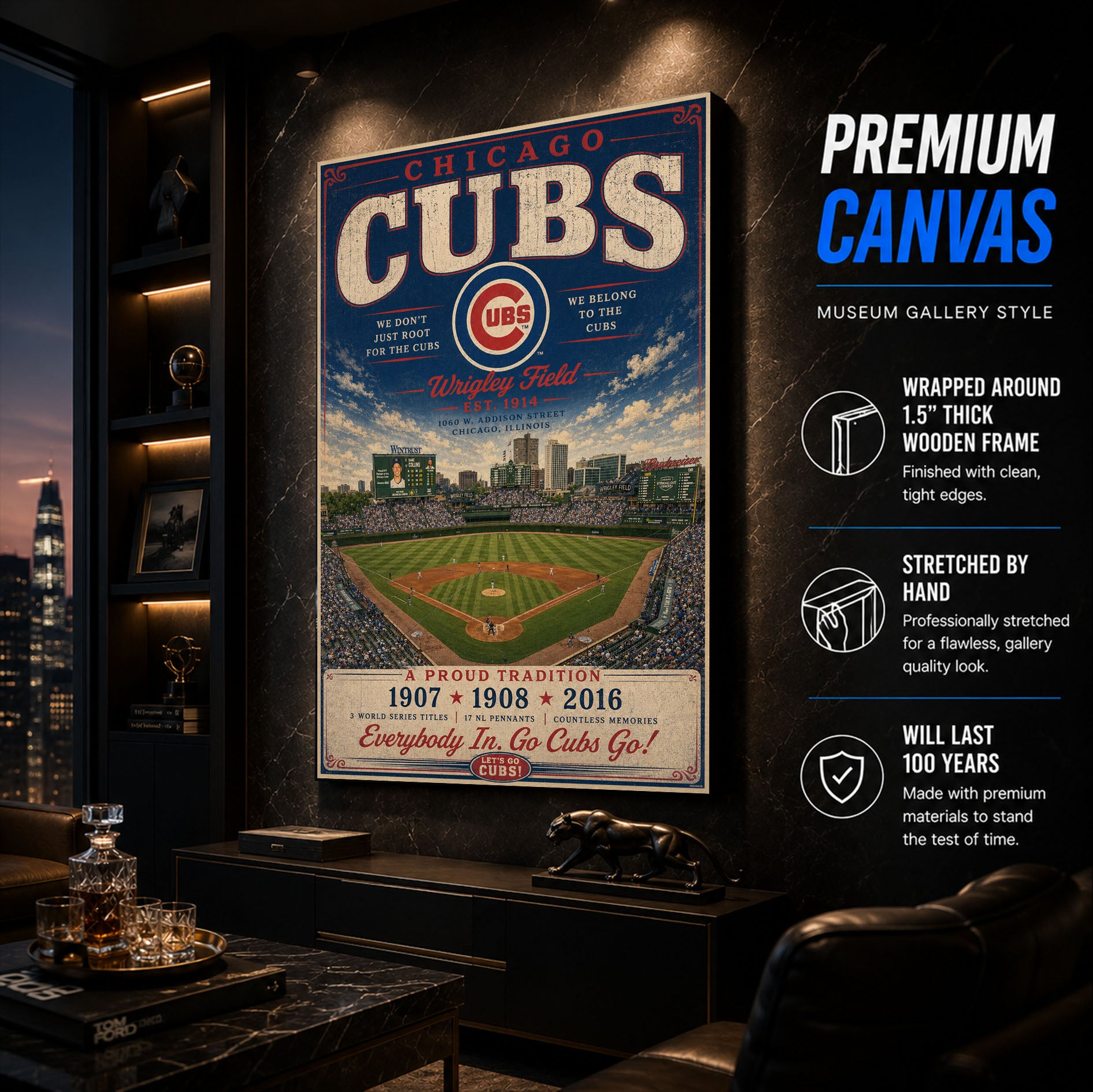 Chicago Cubs Stadium Fan Poster or Canvas Wall Art