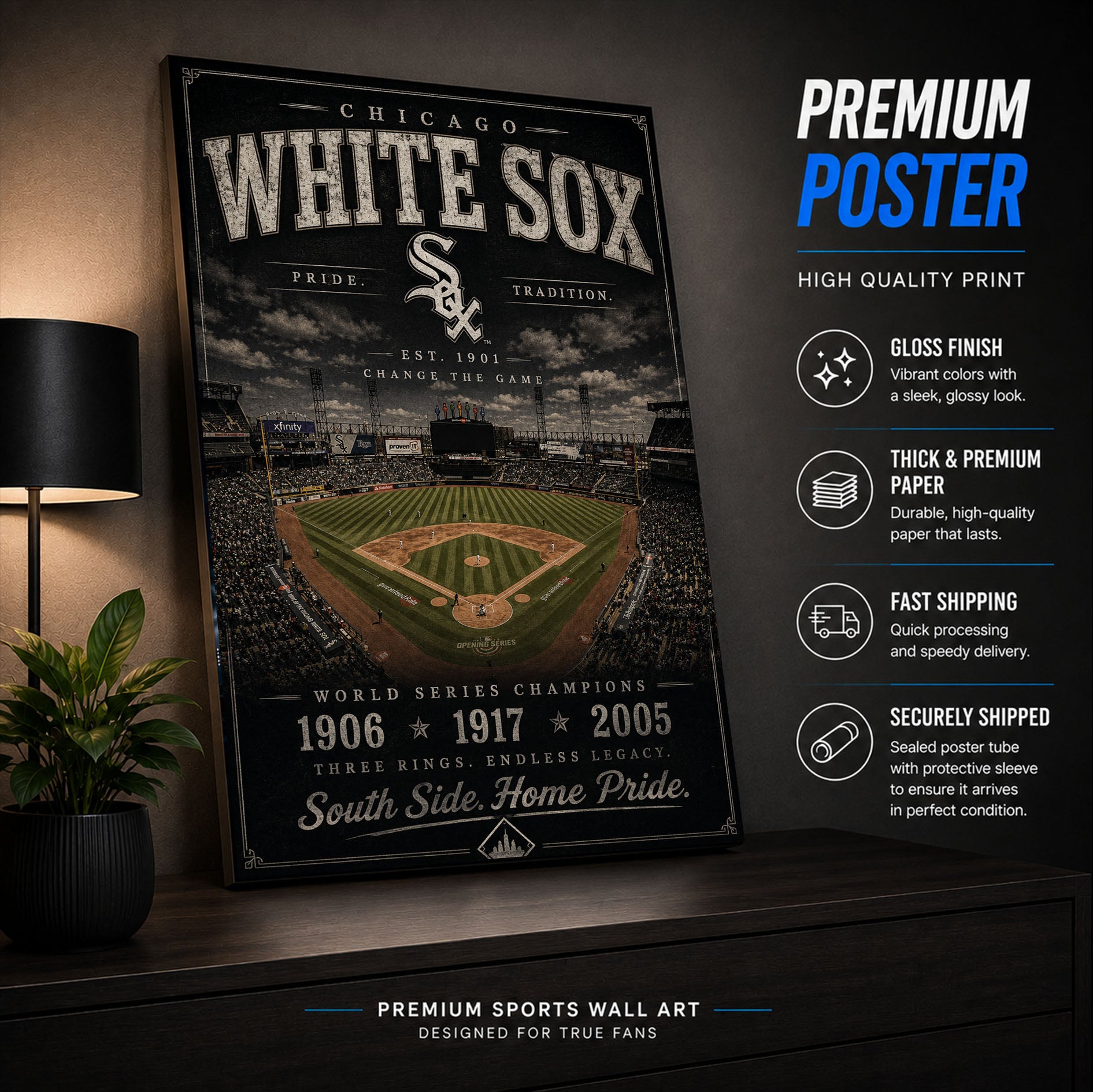 Chicago White Sox Stadium Fan Poster or Canvas Wall Art
