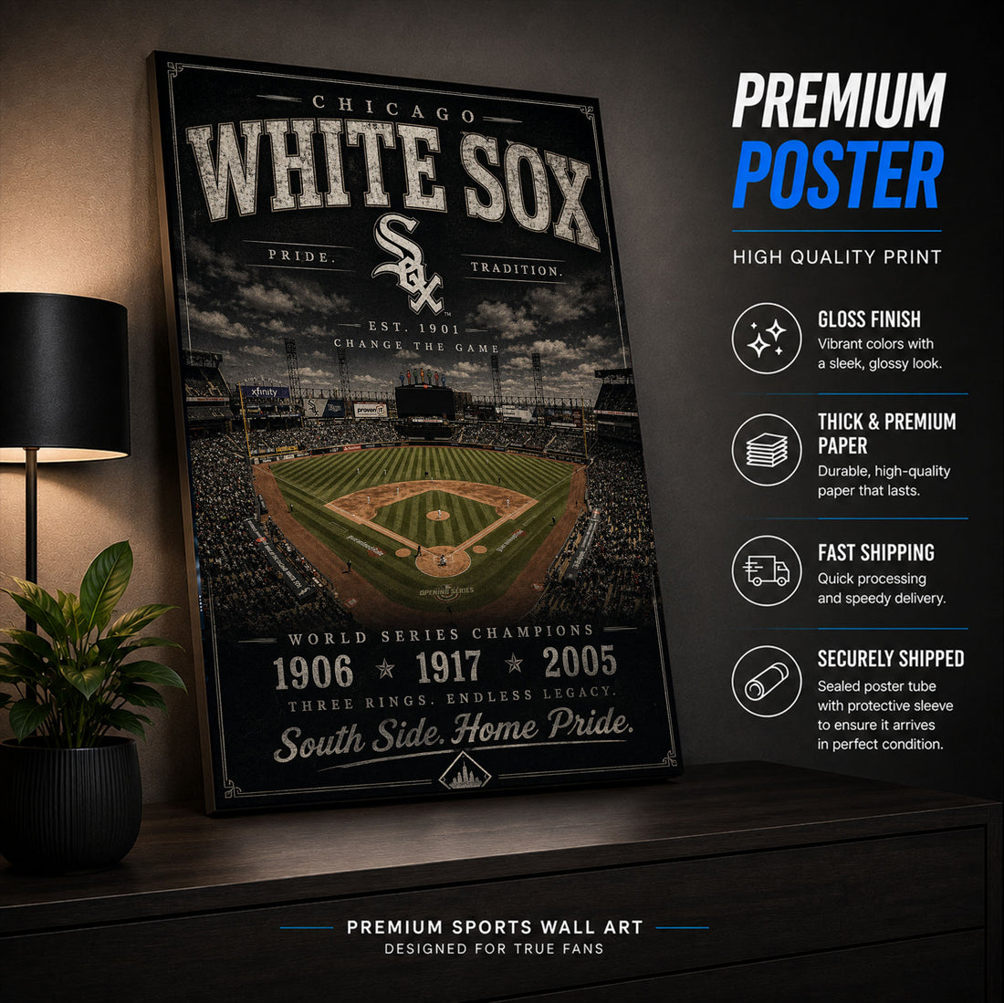 Chicago White Sox Stadium Fan Poster or Canvas Wall Art