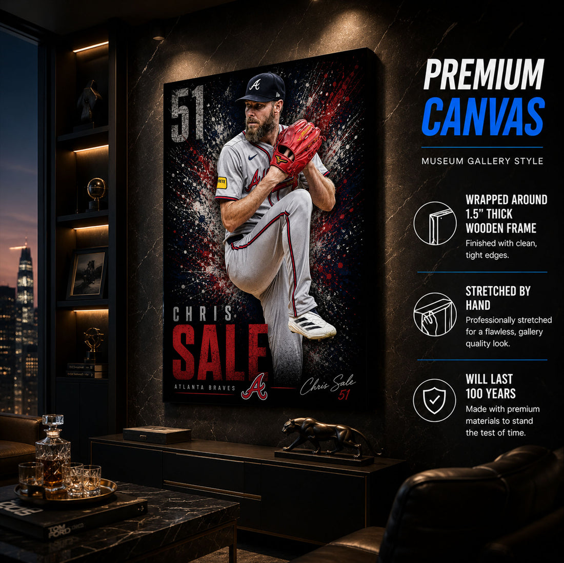 Chris Sale Braves Poster or Canvas Wall Art