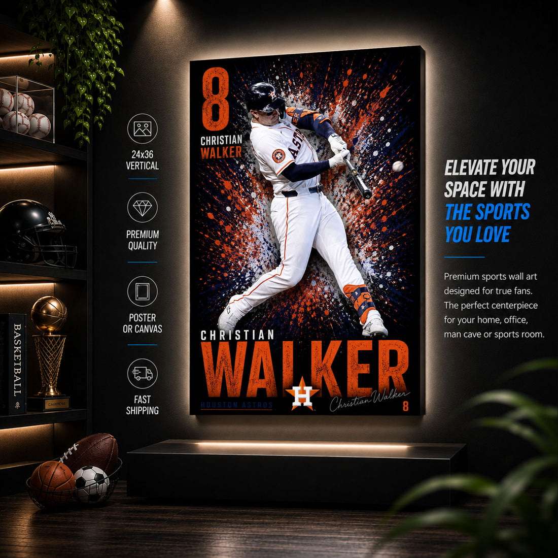 Christian Walker Astros Poster or Canvas Wall Art