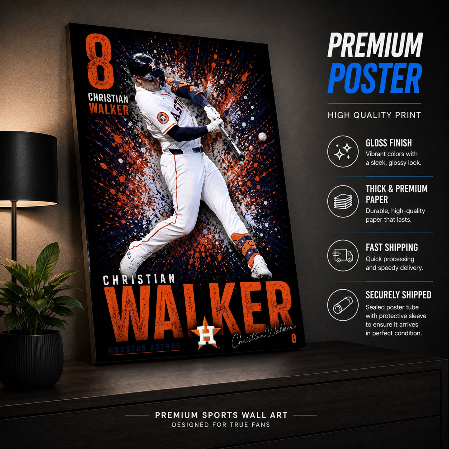 Christian Walker Astros Poster or Canvas Wall Art
