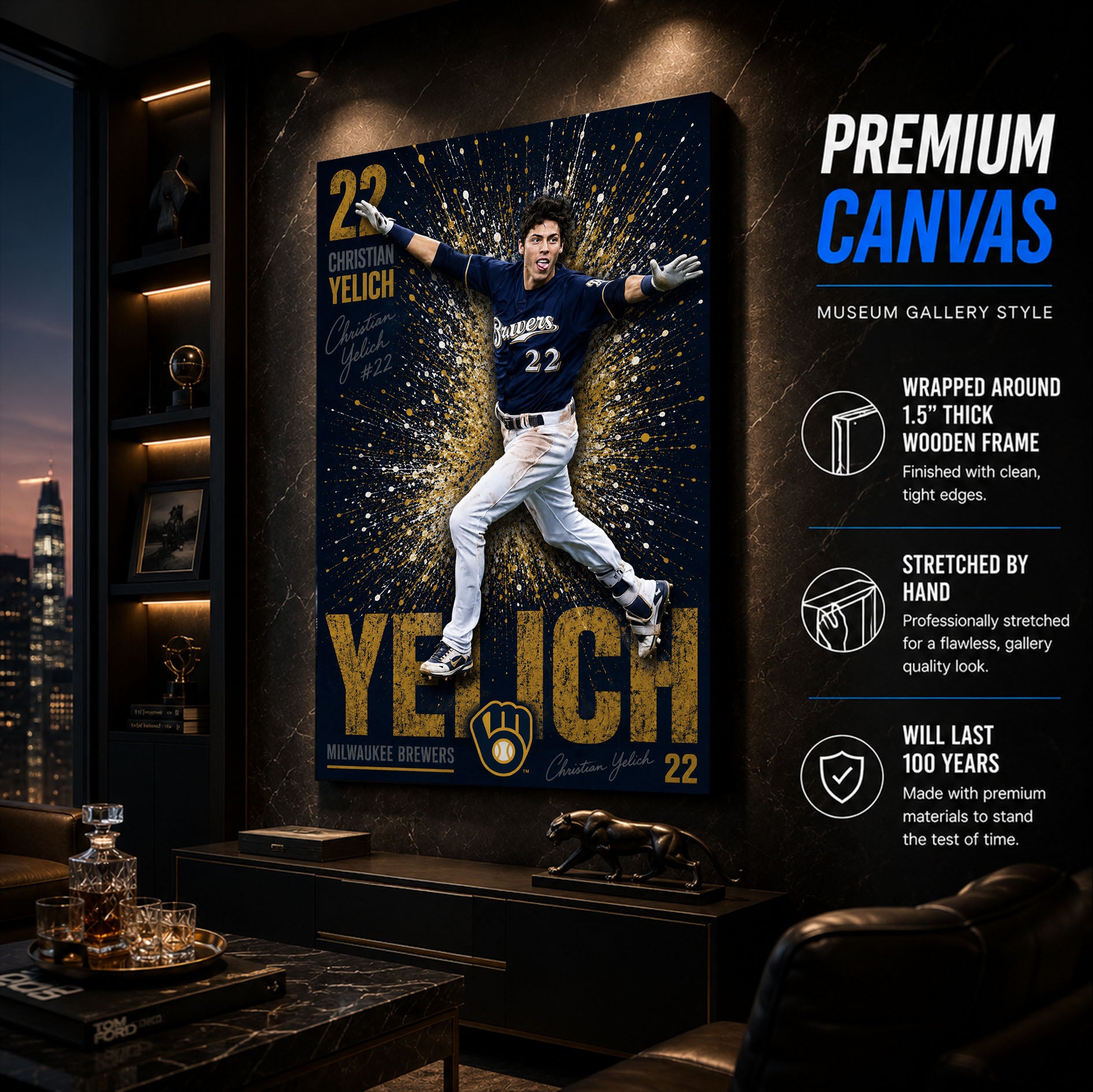 Christian Yelich Brewers Poster or Canvas Wall Art