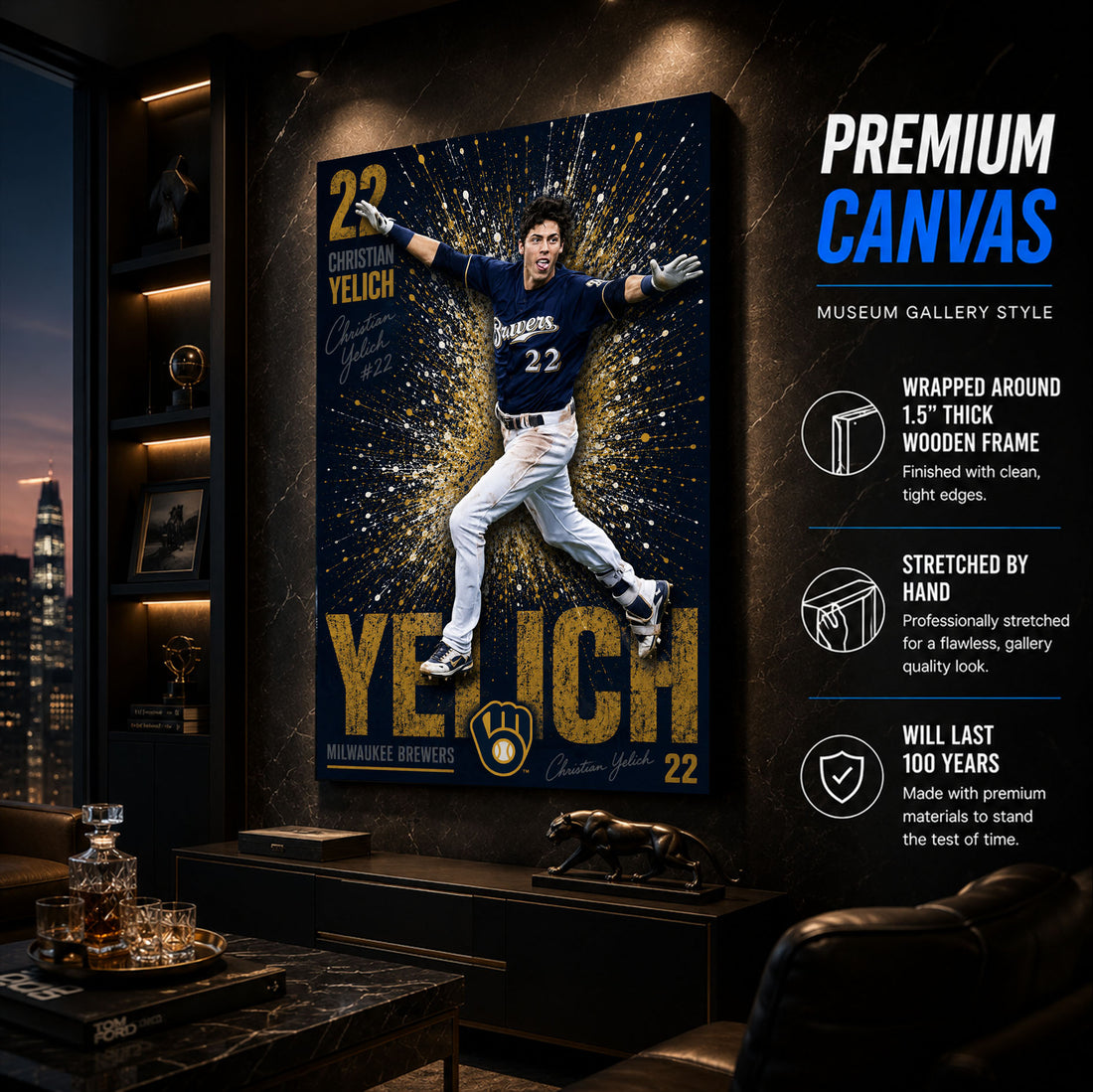 Christian Yelich Brewers Poster or Canvas Wall Art