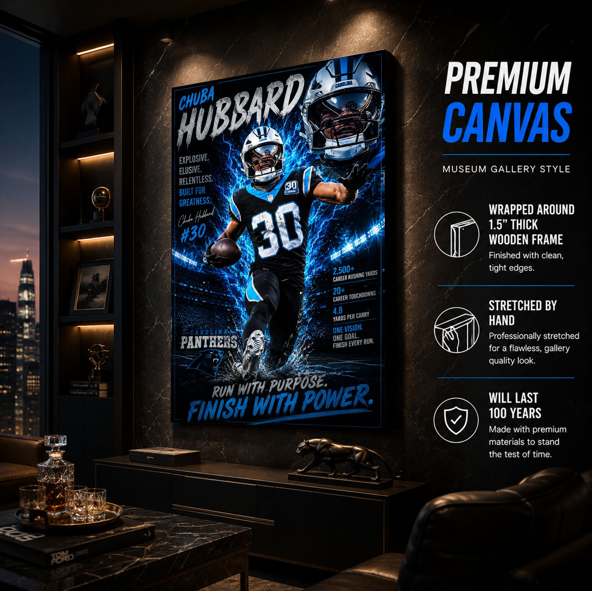 Chuba Hubbard Panthers Fan Poster or Canvas Wall Art