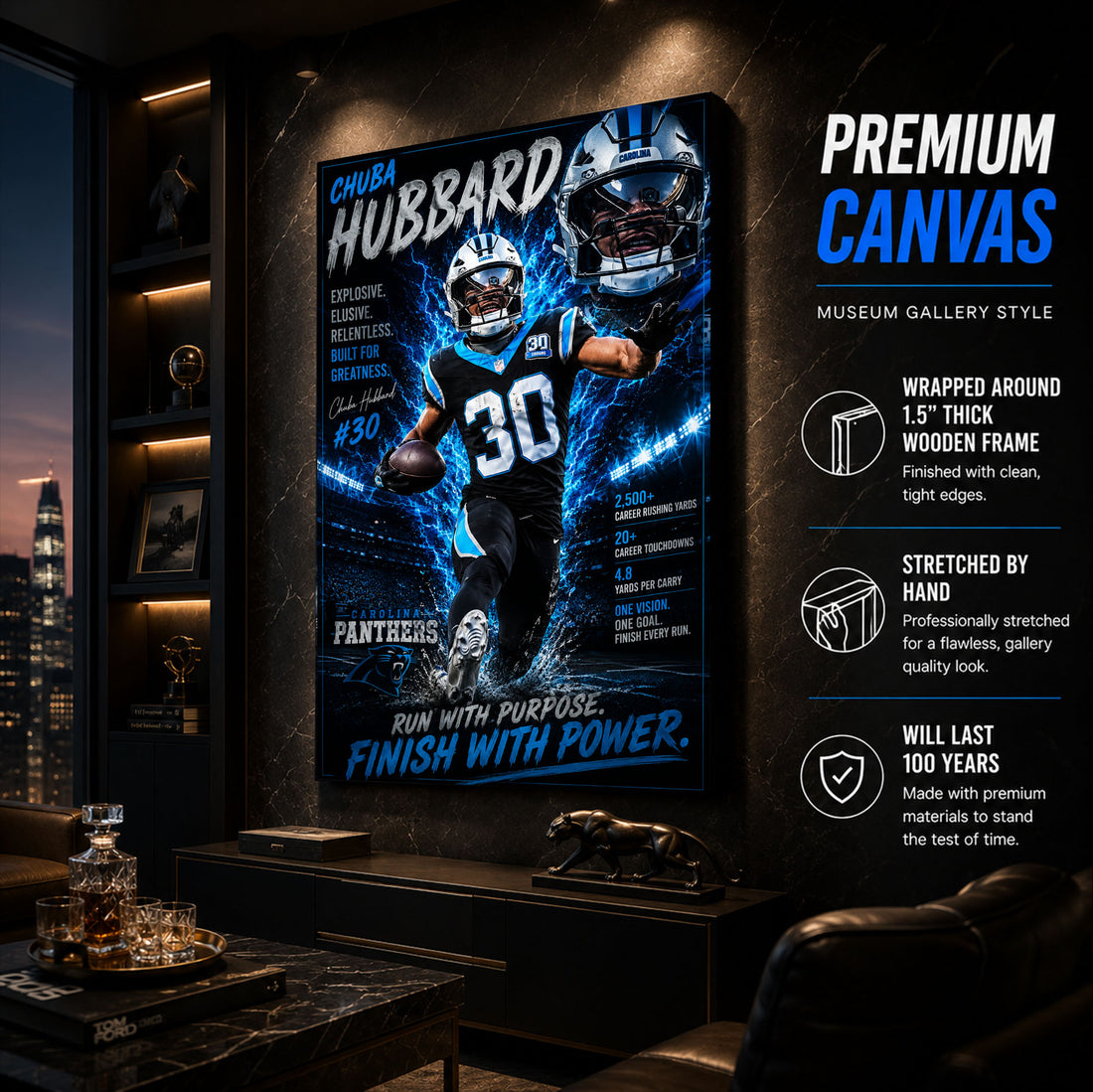 Chuba Hubbard Panthers Fan Poster or Canvas Wall Art